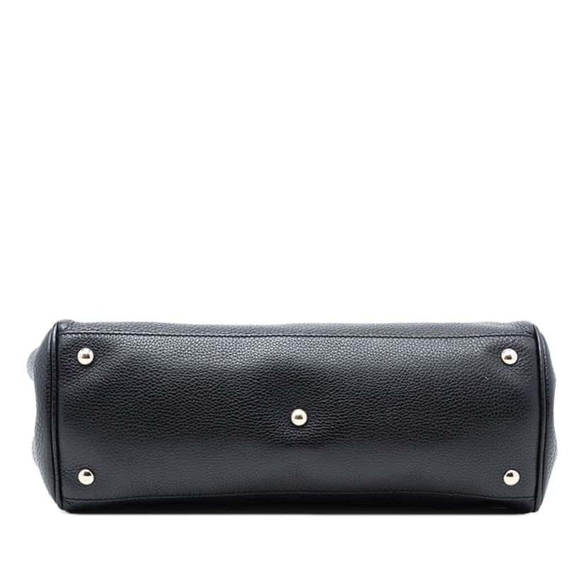 Gucci Medium Calfskin Bamboo Shopper Satchel Black Leather Good condition - Inside View