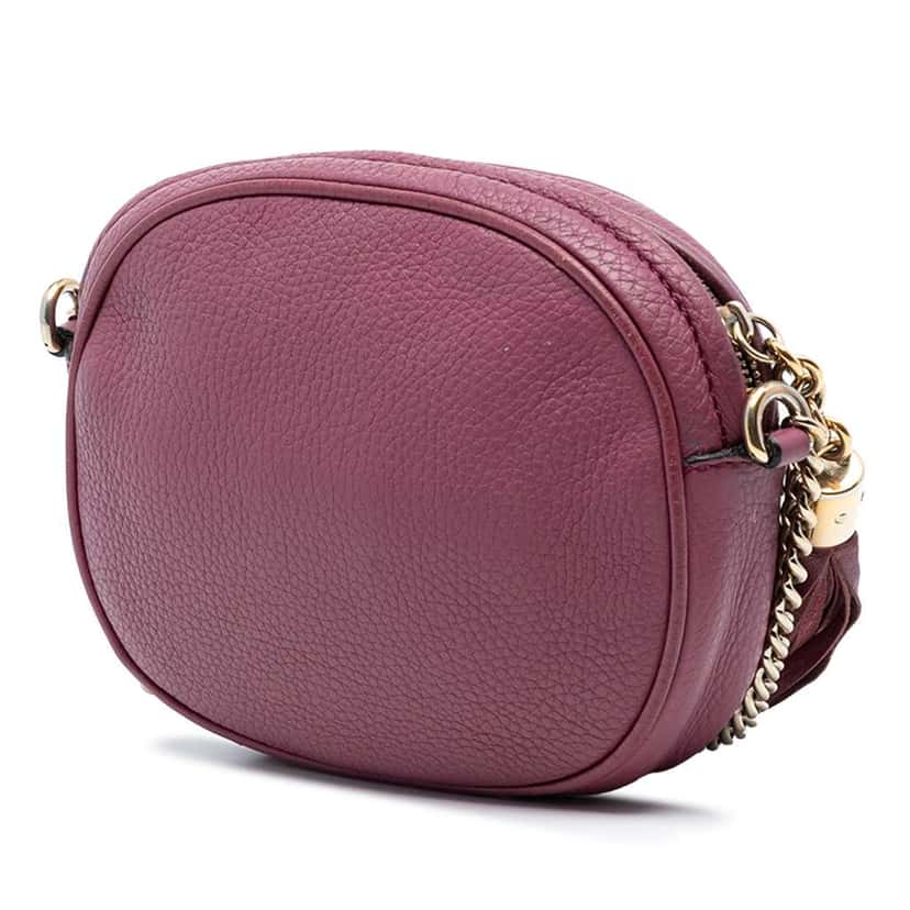 Gucci Mini Pebbled Calfskin Soho Chain Crossbody Pink Leather Very good condition - Back View