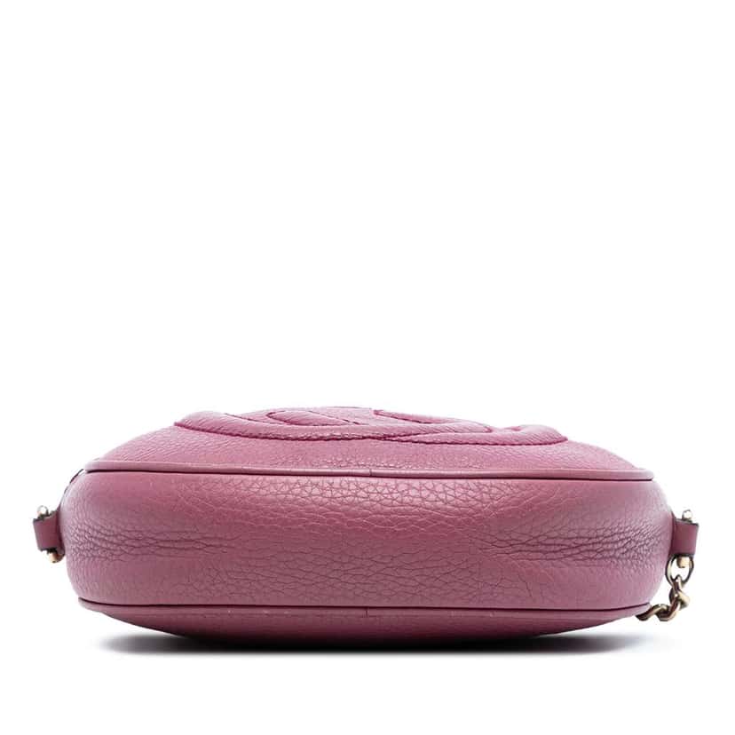 Gucci Mini Pebbled Calfskin Soho Chain Crossbody Pink Leather Very good condition - Inside View