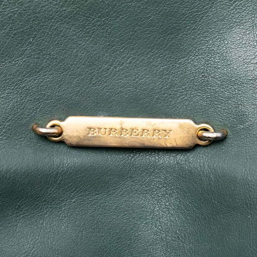 Burberry House Check Canvas and Calfskin Little Crush Crossbody Green Leather Very good condition - Box View