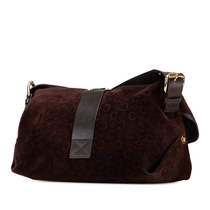 Celine C Macadam Suede Crossbody Brown Leather Good condition - Back View