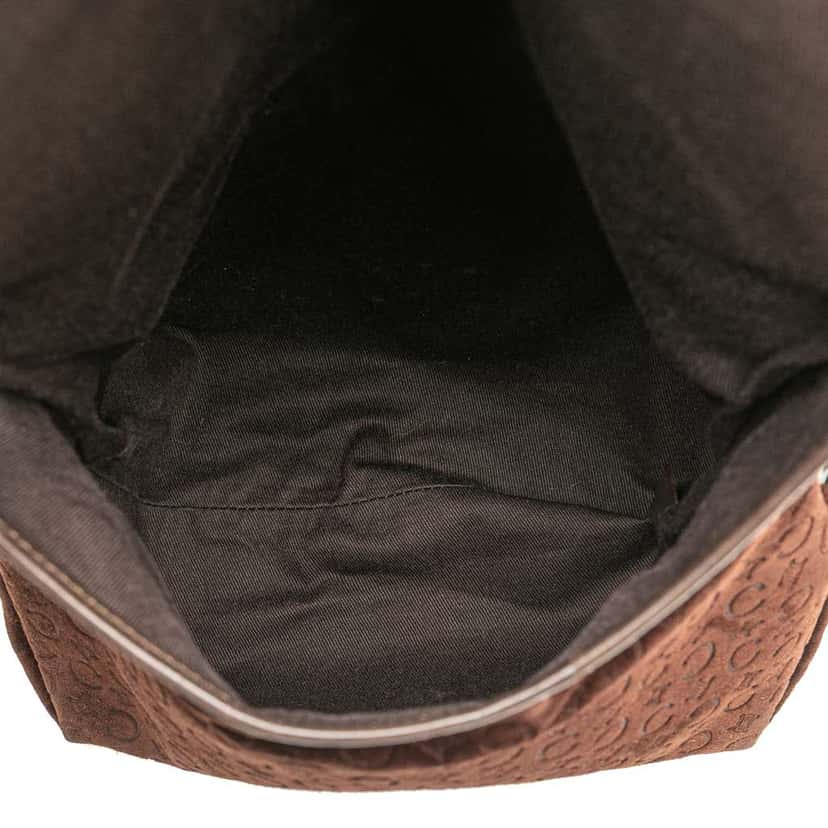Celine C Macadam Suede Crossbody Brown Leather Good condition - Model View