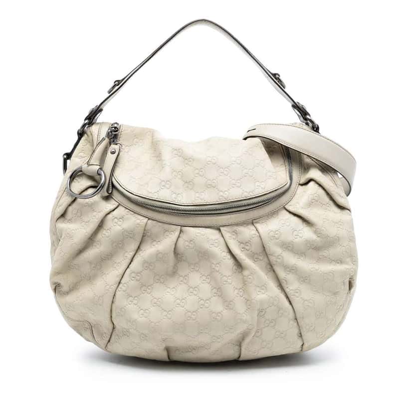 Gucci Guccissima Icon Bit Satchel White Leather Very good condition - Front View