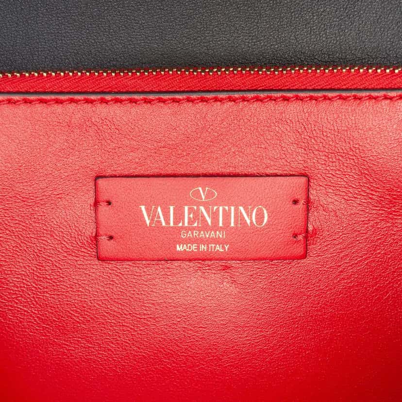 Valentino Small Watersnake Trimmed Colorblock Calfskin Vring Shoulder Bag Grey Leather Good condition - Box View