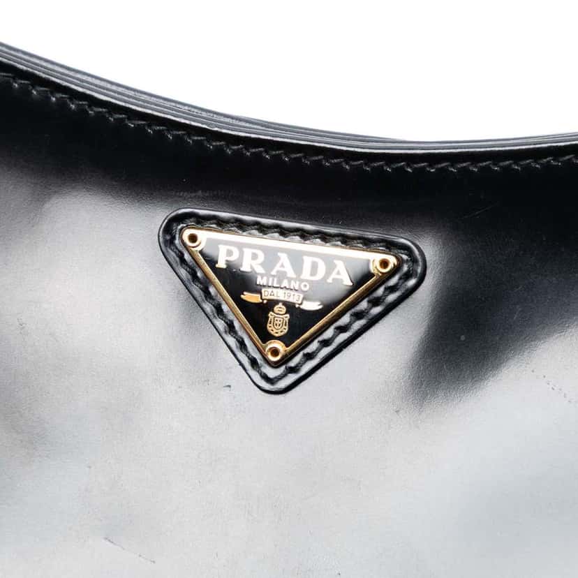 Prada Leather Chain Shoulder Bag Black Leather Good condition - Box View