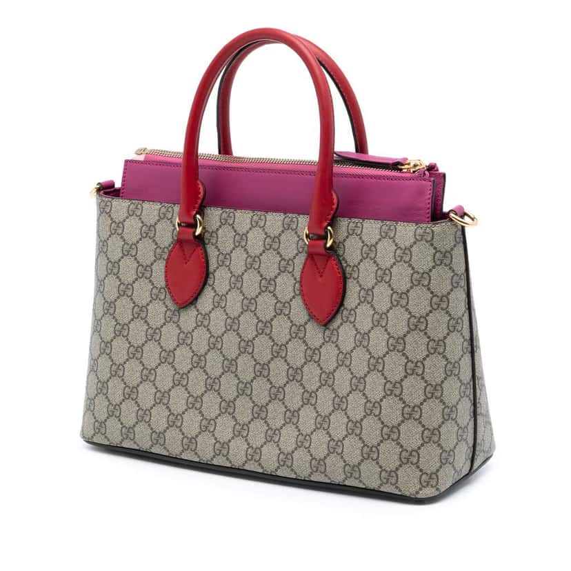 Gucci GG Supreme Linea A Satchel Brown Canvas Good condition - Back View