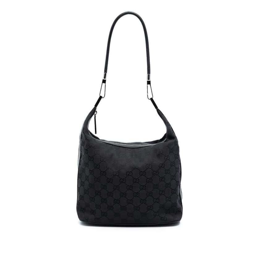 Gucci GG Canvas Shoulder Bag Black Canvas Good condition - Front View