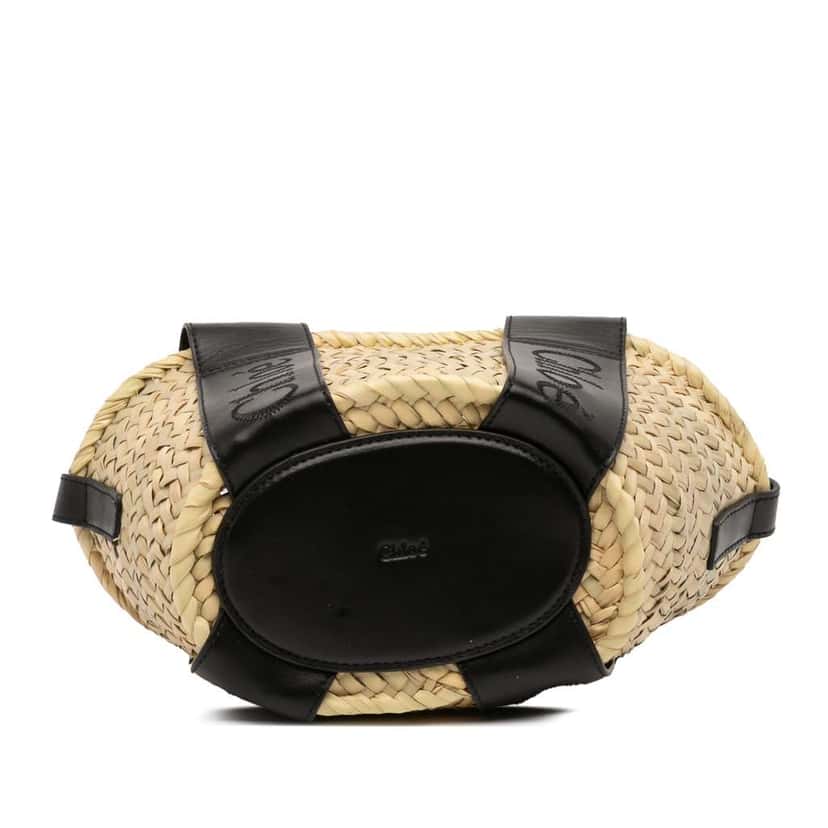 Chloé Small Raffia and Smooth Calfskin Sense Basket Tote Brown Good condition - Inside View