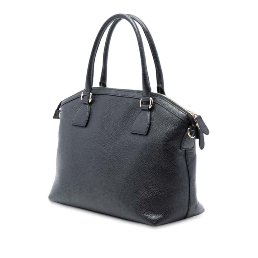 Gucci Medium Leather GG Charm Dome Satchel Black Leather Good condition - Back View