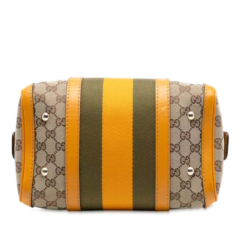 Gucci Small GG Canvas Web Joy Boston Bag Brown Canvas Good condition - Inside View