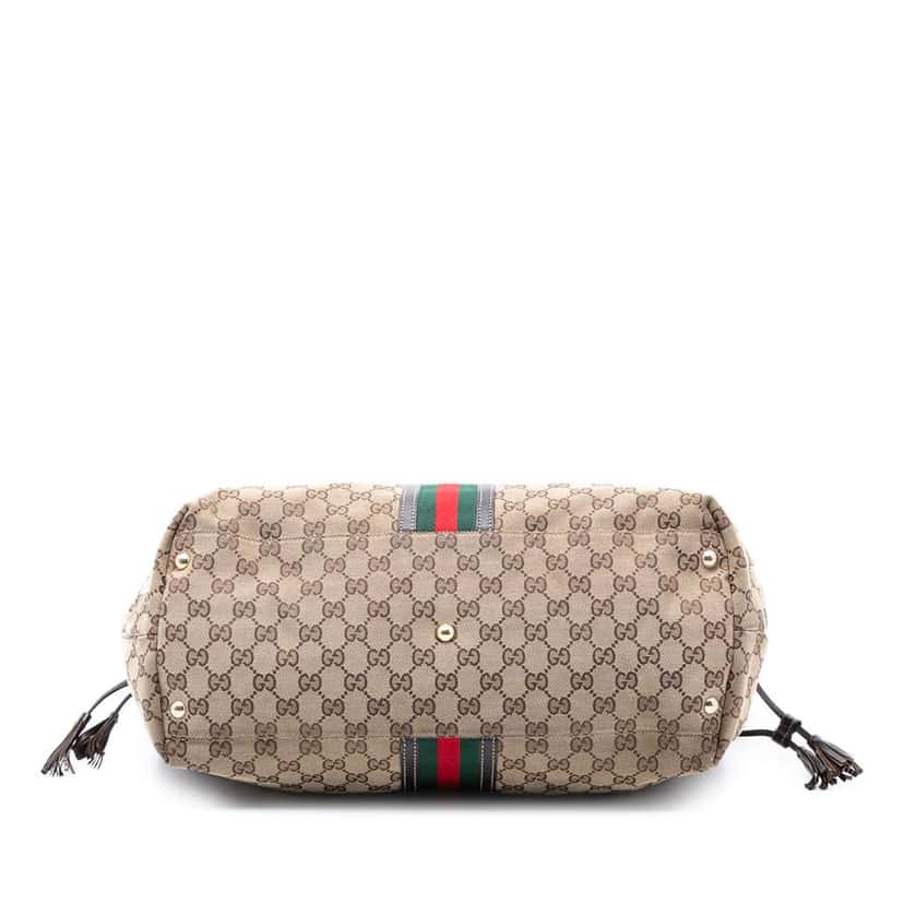 Gucci GG Canvas Web Tassel Tote Brown Canvas Good condition - Inside View