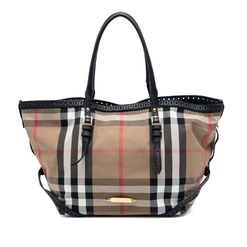 Burberry Small House Check Canvas Bridle Salisbury Tote Brown Canvas Very good condition - Front View
