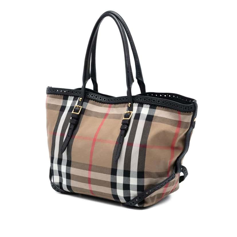 Burberry Small House Check Canvas Bridle Salisbury Tote Brown Canvas Very good condition - Back View
