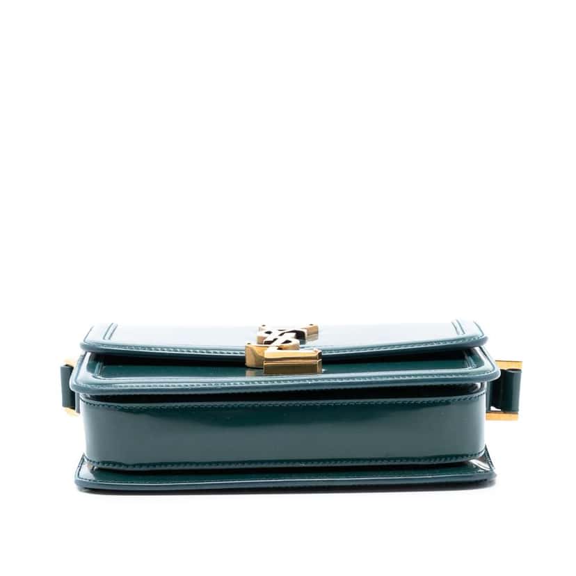 Saint Laurent Small Patent Solferino Satchel In Box Green Leather Good condition - Inside View