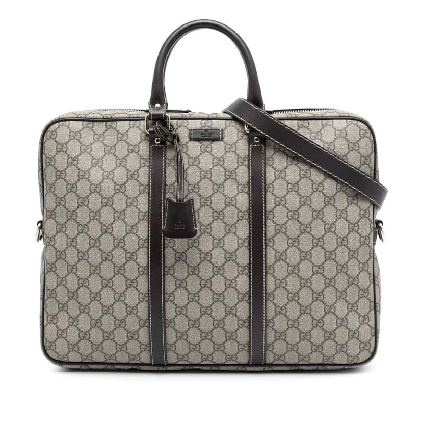 Gucci GG Supreme Briefcase Brown Canvas Good condition - Front View