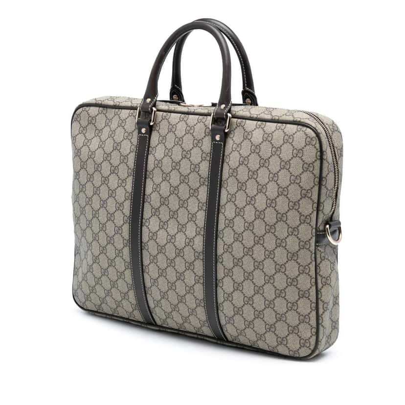 Gucci GG Supreme Briefcase Brown Canvas Good condition - Back View