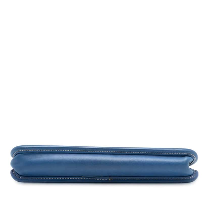 Prada City Calf Pattina Clutch Blue Leather Good condition - Inside View