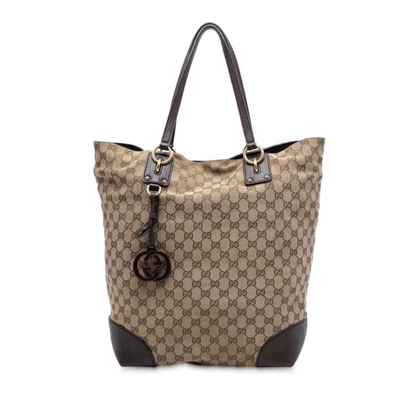 Gucci Large GG Canvas GG Charm Tote Brown Canvas Good condition - Front View
