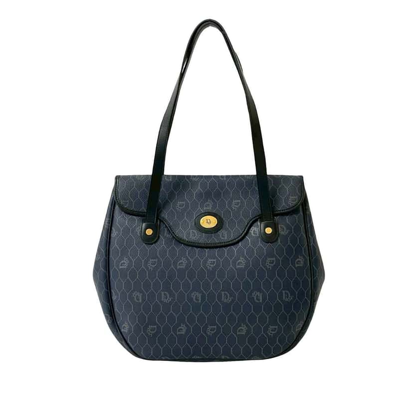 Dior Honeycomb Coated Canvas Shoulder Bag Blue Canvas Good condition - Front View