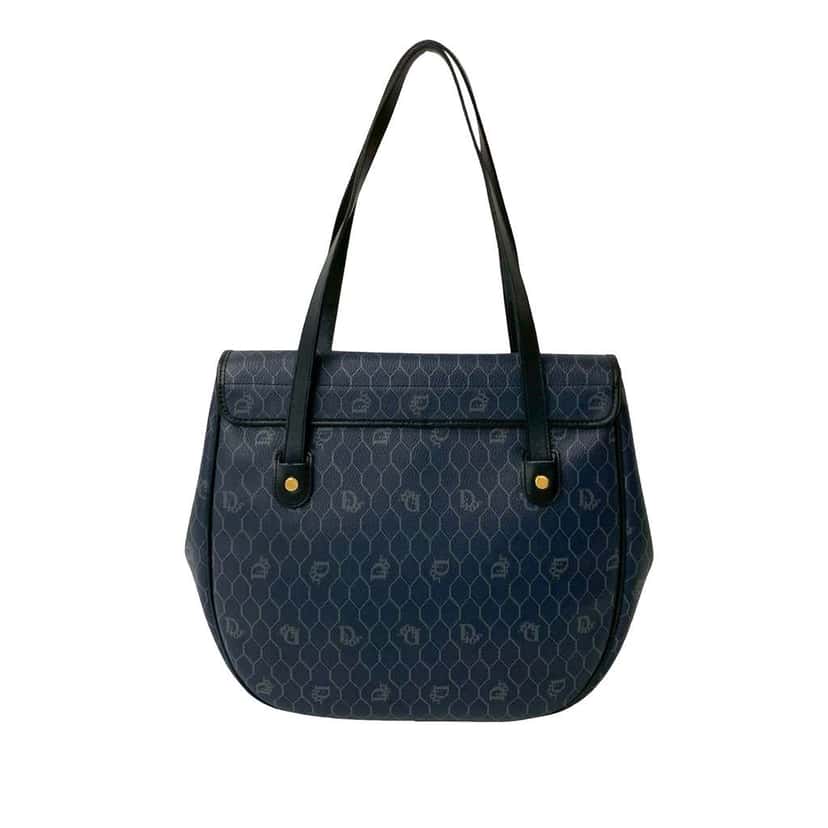 Dior Honeycomb Coated Canvas Shoulder Bag Blue Canvas Good condition - Back View