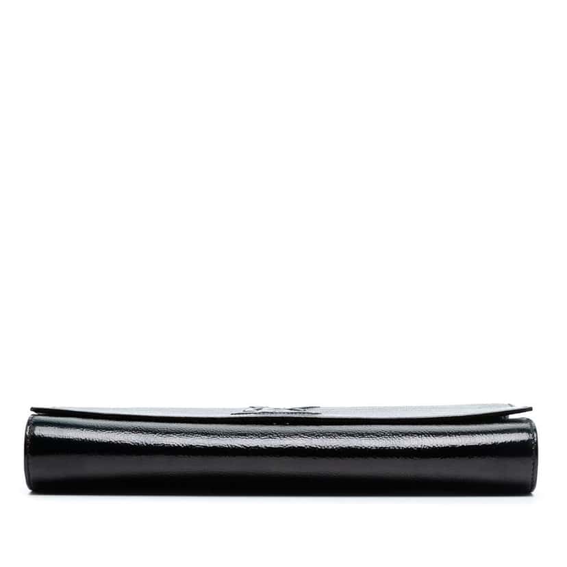 Saint Laurent Large Textured Patent Monogram Belle De Jour Clutch Black Leather Good condition - Inside View