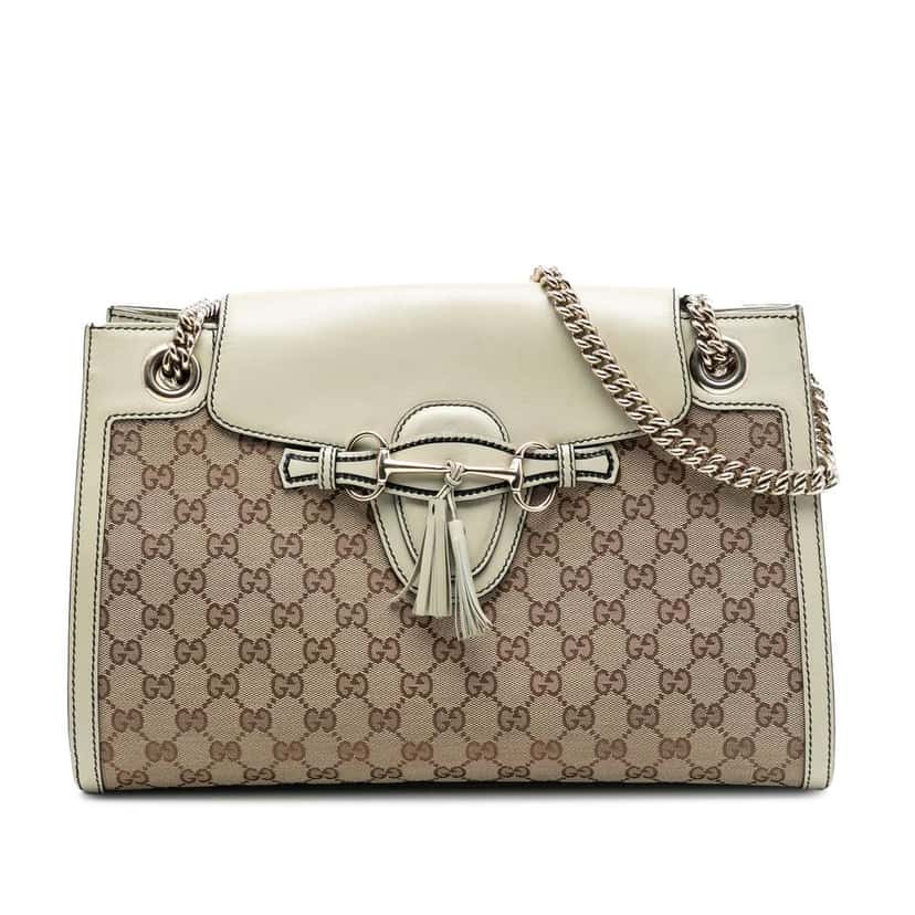 Gucci Large GG Canvas Emily Shoulder Bag Brown Canvas Good condition - Front View