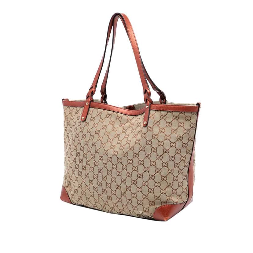 Gucci Medium GG Canvas Craft Tote Brown Canvas Good condition - Back View