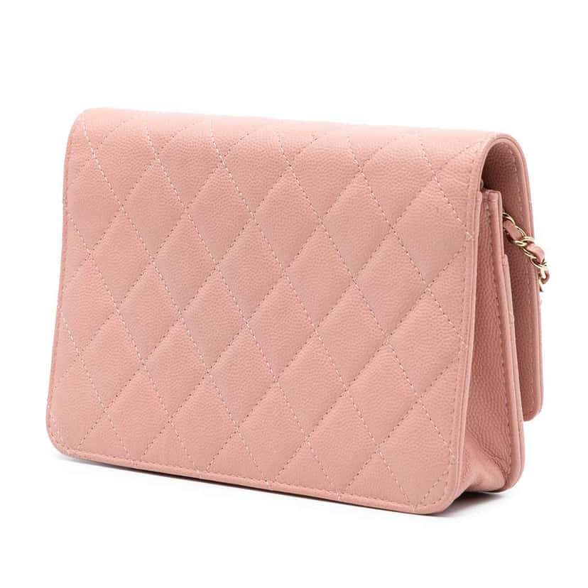 Chanel Quilted Caviar Golden Class Wallet On Chain Pink Leather Very good condition - Back View