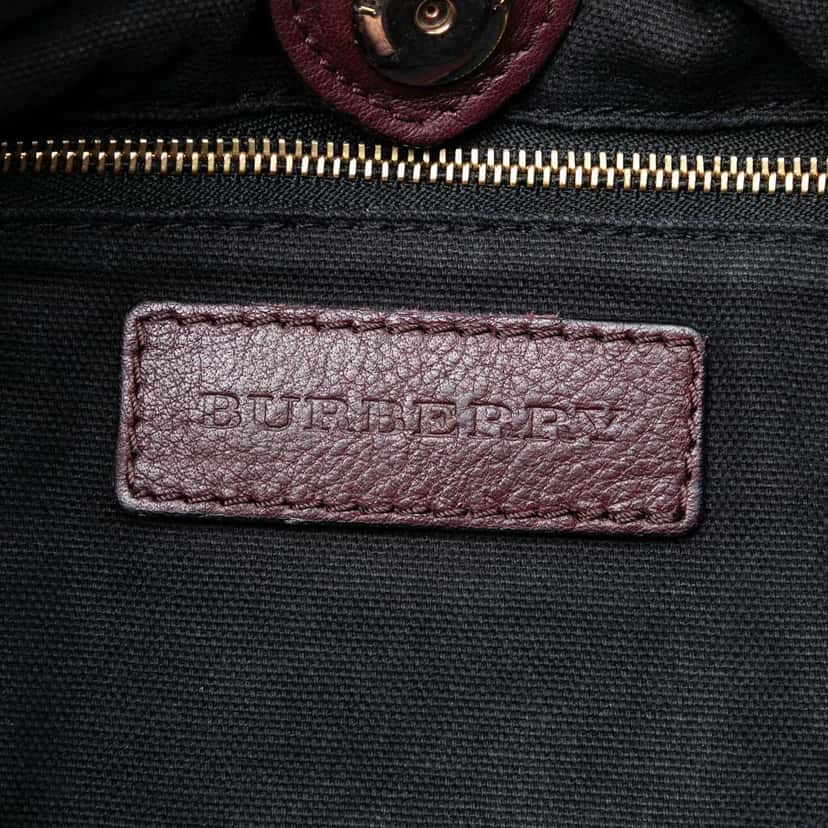 Burberry House Check Canvas and Calfskin Little Crush Crossbody Red Leather Very good condition - Box View