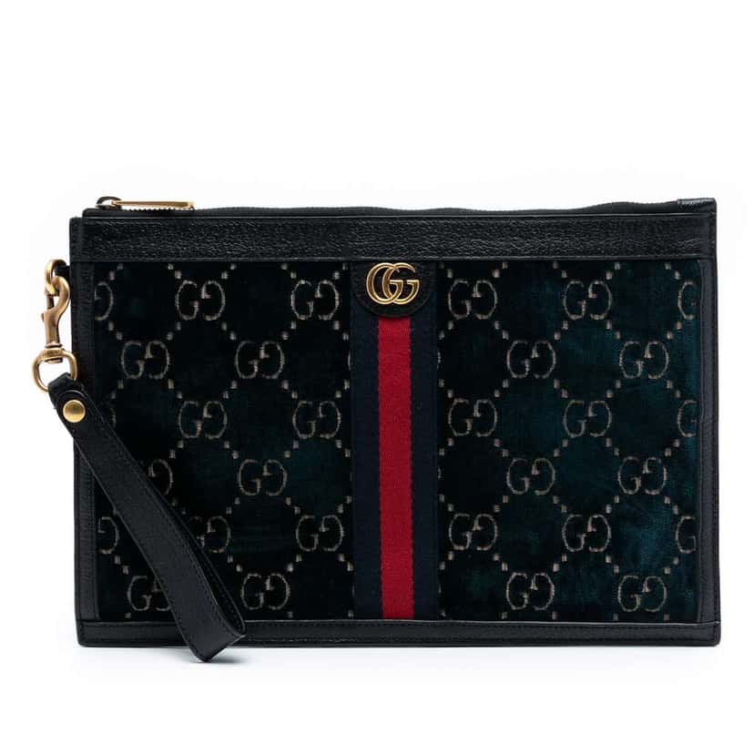 Gucci GG Velvet Ophidia Clutch Blue Velvet Good condition - Front View