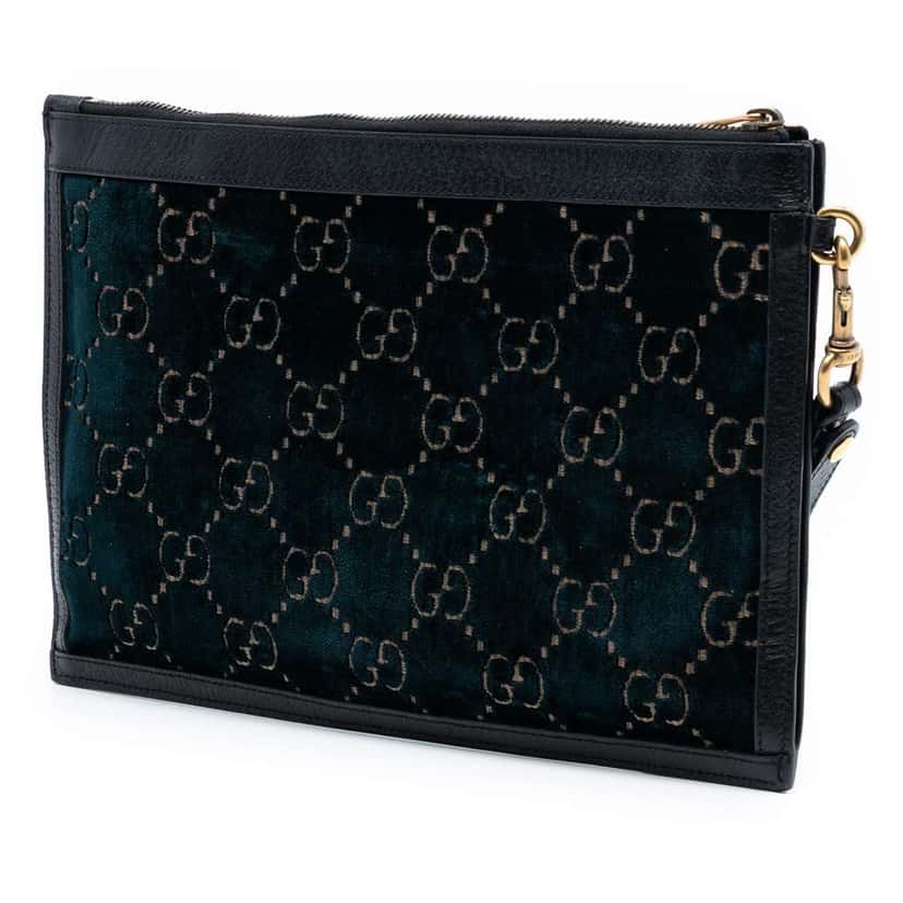 Gucci GG Velvet Ophidia Clutch Blue Velvet Good condition - Back View