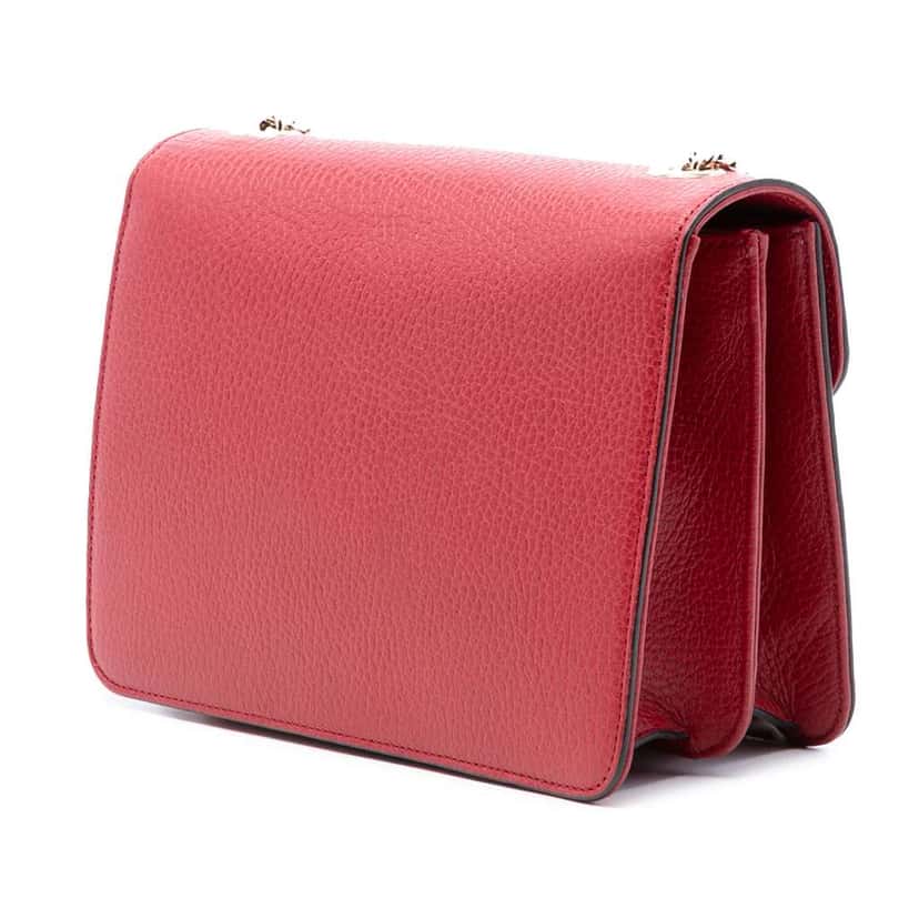Gucci Small Dollar Calfskin Interlocking G Crossbody Red Leather Very good condition - Back View
