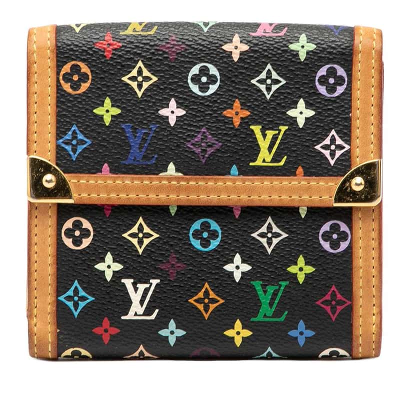 Louis Vuitton Monogram Multicolore Portefeuille Elise Trifold Wallet Black Very good condition - Front View