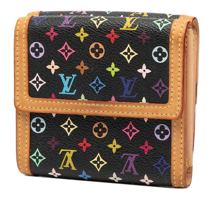 Louis Vuitton Monogram Multicolore Portefeuille Elise Trifold Wallet Black Very good condition - Back View