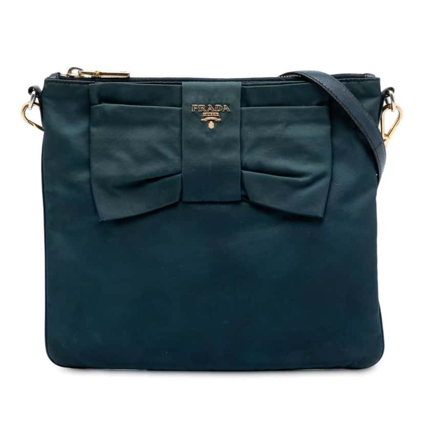 Prada Tessuto Fiocco Bow Crossbody Blue Very good condition - Front View