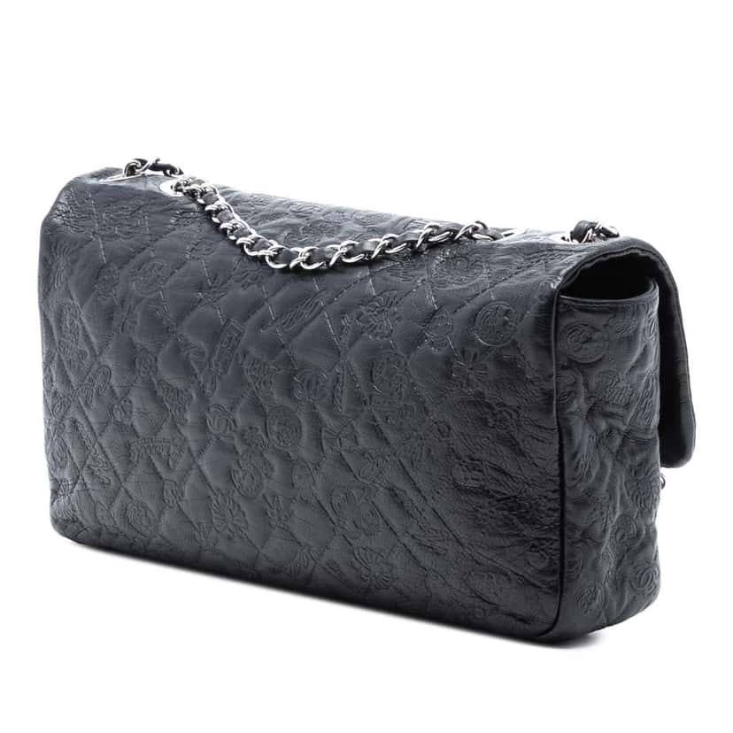 Chanel Jumbo Embossed Calfskin Lucky Symbols Flap Black Leather Good condition - Back View