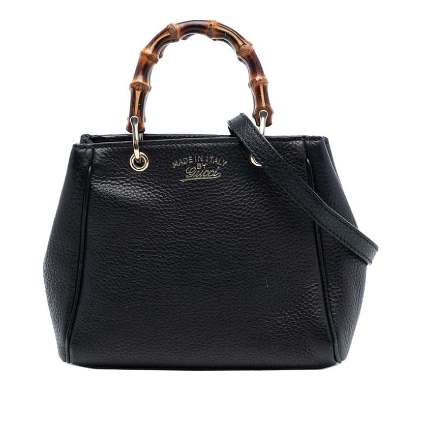 Gucci Mini Calfskin Bamboo Shopper Satchel Black Leather Good condition - Front View