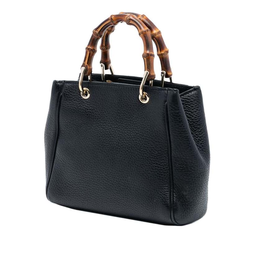Gucci Mini Calfskin Bamboo Shopper Satchel Black Leather Good condition - Back View