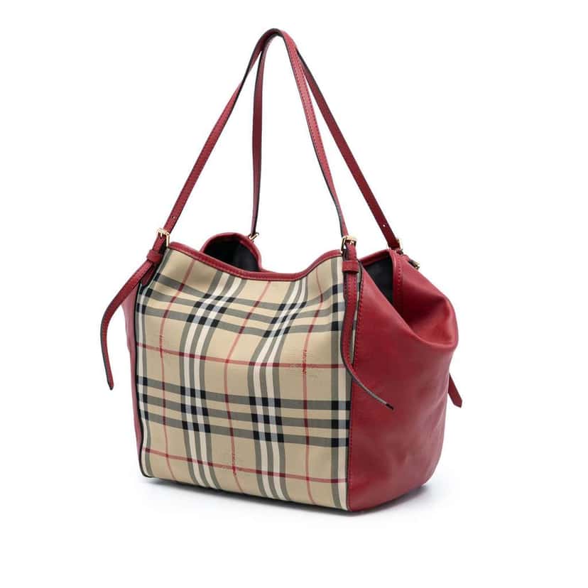 Burberry Small Haymarket Check Canvas and Leather Canterbury Tote Brown Canvas Very good condition - Back View