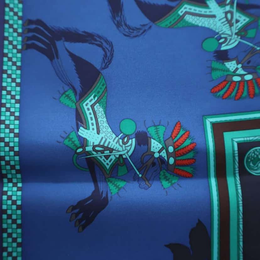 Hermès Harnais Francais Silk Scarf Green Silk Good condition - Back View