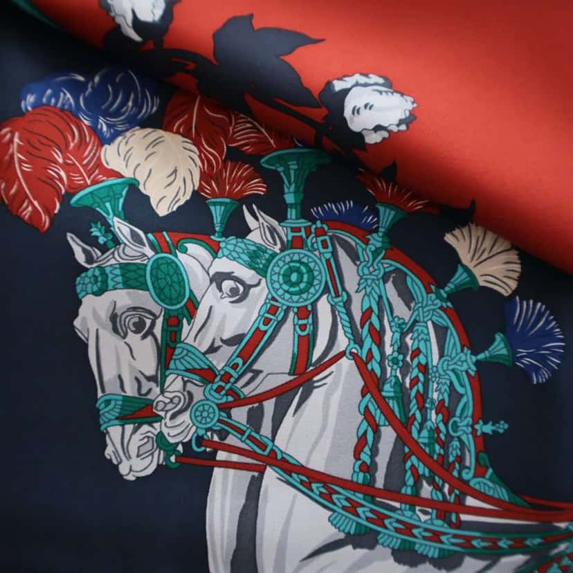 Hermès Harnais Francais Silk Scarf Green Silk Good condition - Model View