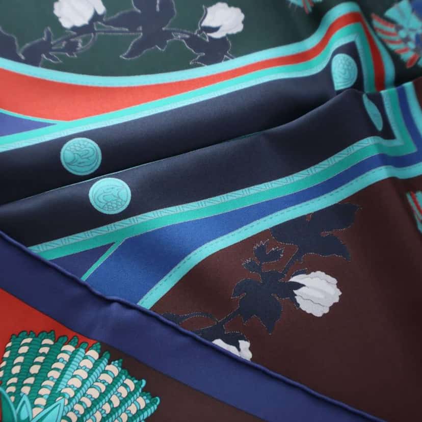 Hermès Harnais Francais Silk Scarf Green Silk Good condition - Box View