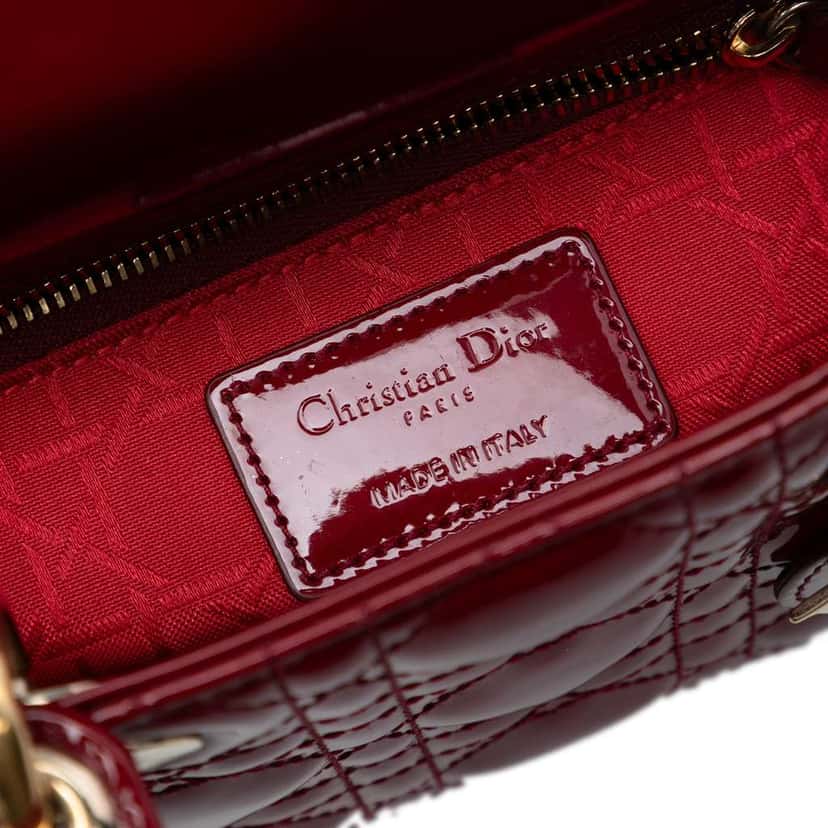 Dior Mini Patent Cannage Lady Dior Red Leather Good condition - Box View