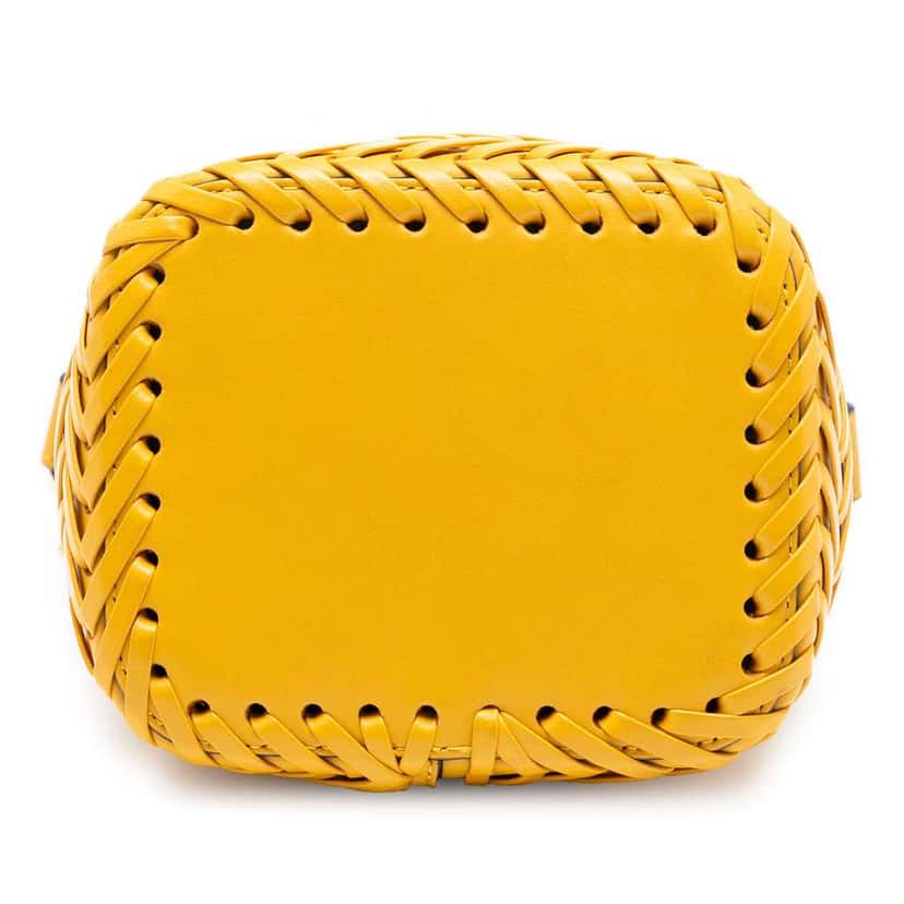 Fendi Mini Embossed Leather Whipstitch Mon Tresor Bucket Bag Yellow Leather Very good condition - Inside View