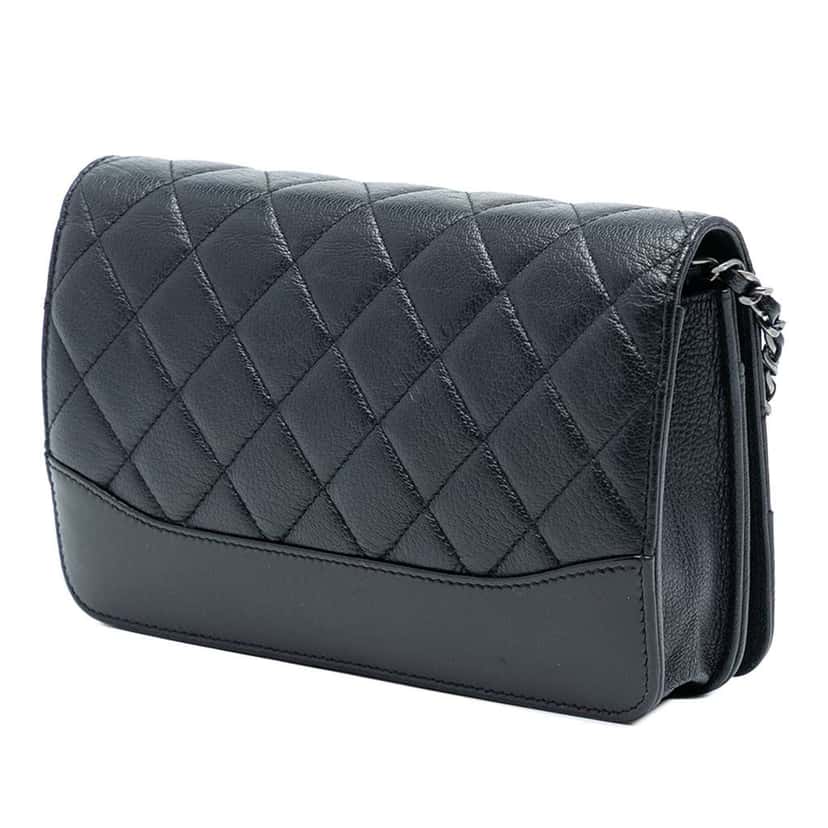 Chanel CC Quilted Patent Aged Calfskin Gabrielle Wallet On Chain Black Leather Good condition - Back View