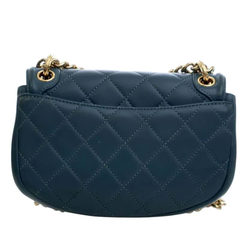 Chanel Mini Quilted Calfskin Underline Flap Blue Leather Good condition - Back View