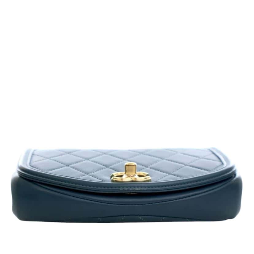 Chanel Mini Quilted Calfskin Underline Flap Blue Leather Good condition - Inside View