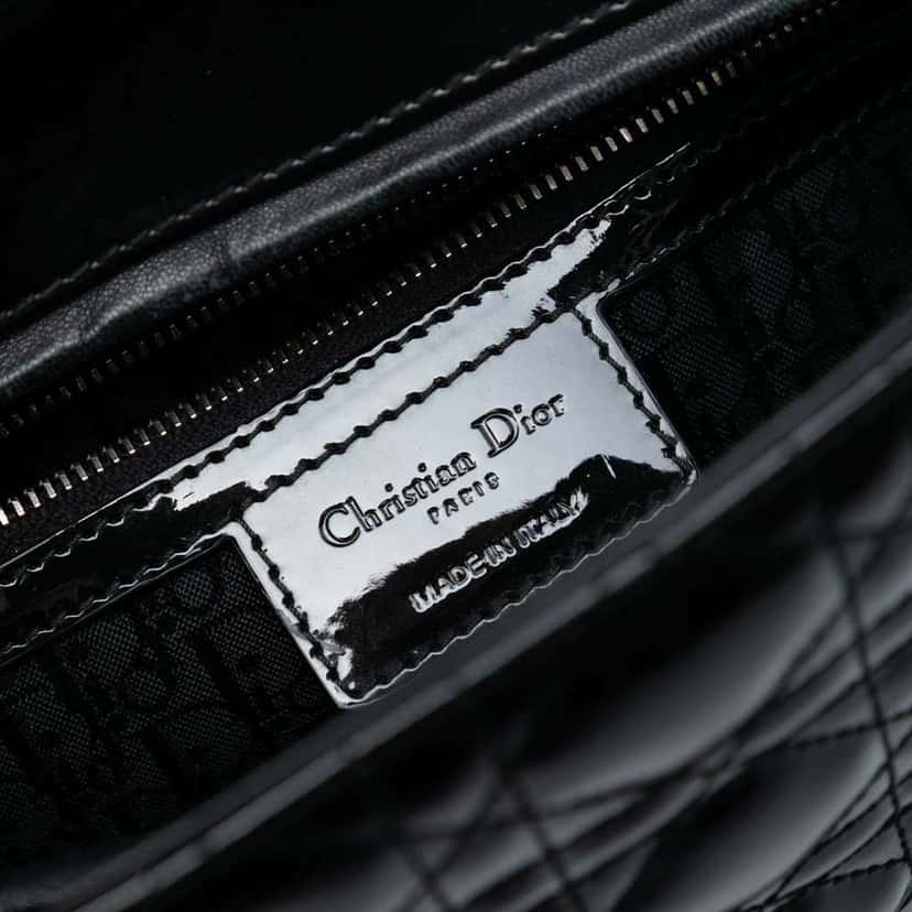Dior Large Patent Cannage Lady Dior Black Leather Very good condition - Box View