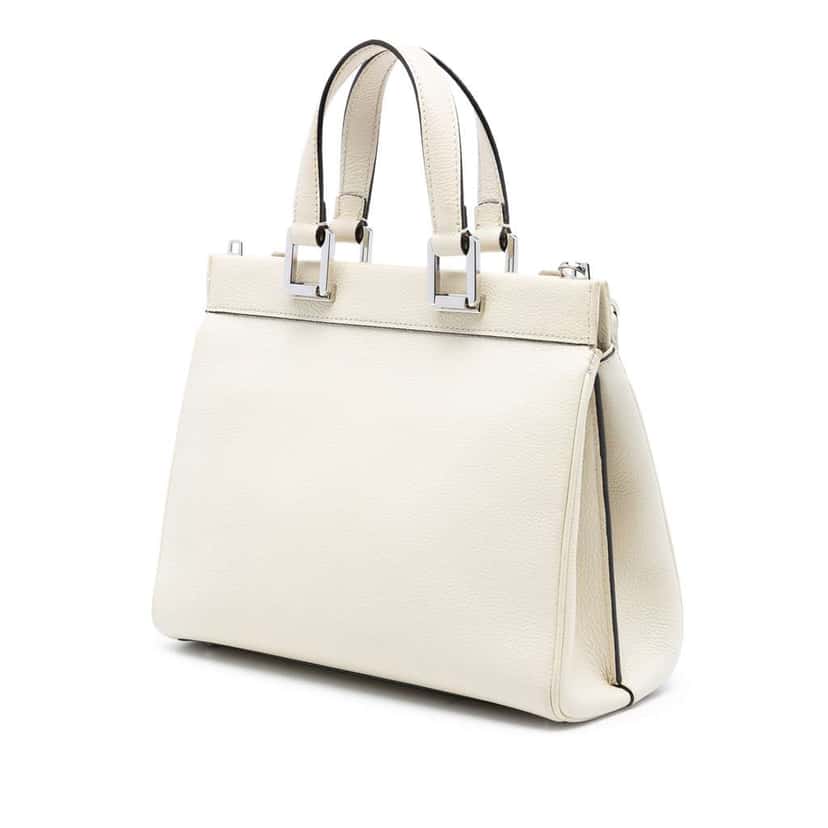 Gucci Small Grained Calfskin Zumi Top Handle Bag White Leather Very good condition - Back View