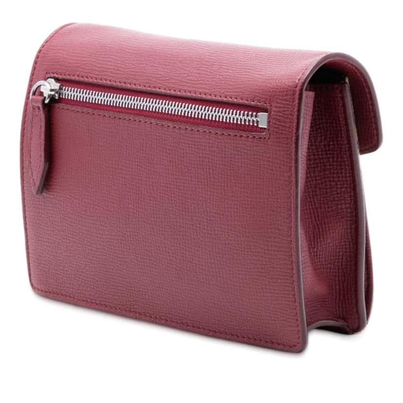 Burberry Small Leather and House Check Canvas Derby Macken Crossbody Red Leather Very good condition - Back View